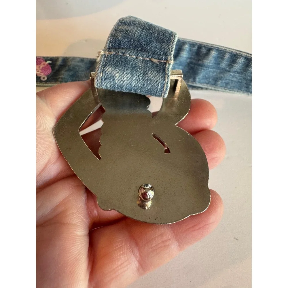 Vintage Princess Heart Buckle Denim Belt Sequin Hearts Y2K Style
